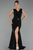 Robe de Soirée Longue Pierreux Noir ABU6521