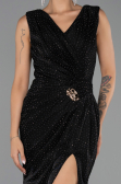 Robe de Soirée Longue Pierreux Noir ABU6521