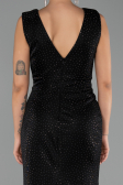 Robe de Soirée Longue Pierreux Noir ABU6521