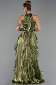 Robe de Soirée Longue Mousseline Vert Huile ABU6227