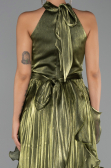 Robe de Soirée Longue Mousseline Vert Huile ABU6227
