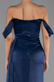 Robe de Soirée Longue Mousseline Bleu Marine ABU6496