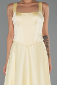 Robe de Soirée Longue Satin Jaune ABU6527