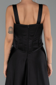Robe de Soirée Longue Satin Noir ABU6527