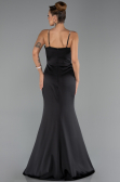 Robe de Soirée Longue Satin Noir ABU6499