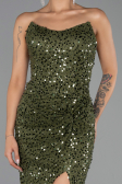 Robe de Soirée Longue Squameuse Kaki ABU6503