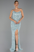 Robe de Soirée Longue Squameuse Menthe ABU6503