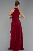Robe de Soirée Longue Mousseline Rouge Bordeaux ABU6506
