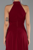 Robe de Soirée Longue Mousseline Rouge Bordeaux ABU6506
