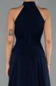 Robe de Soirée Longue Mousseline Bleu Marine ABU6506