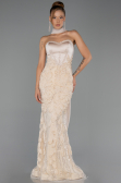 Robe de Soirée Longue Beige ABU6442