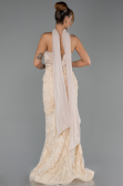 Robe de Soirée Longue Beige ABU6442