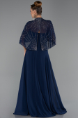 Robe Grande Taille Longue Mousseline Bleu Marine ABU6529