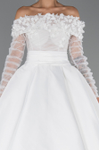 Robes de Mariage Longue Satin Blanc ABG197