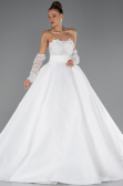 Robes de Mariage Longue Satin Blanc ABG197