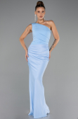 Robe de Soirée Longue Satin Bleu clair ABU6331