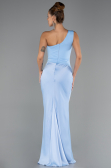 Robe de Soirée Longue Satin Bleu clair ABU6331