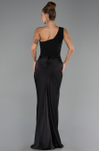 Robe de Soirée Longue Satin Noir ABU6331