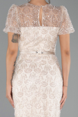 Robe De Soirée Midi Perlé Beige ABK2412
