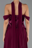 Robe de Soirée Longue Mousseline Prune ABU5327