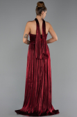 Robe de Soirée Longue Mousseline Rouge Bordeaux ABU6531