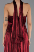 Robe de Soirée Longue Mousseline Rouge Bordeaux ABU6531