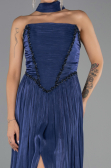 Robe de Soirée Longue Mousseline Bleu Marine ABU6531