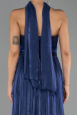 Robe de Soirée Longue Mousseline Bleu Marine ABU6531