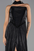 Robe de Soirée Longue Mousseline Noir ABU6531