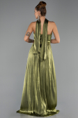 Robe de Soirée Longue Mousseline Vert Huile ABU6531