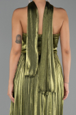 Robe de Soirée Longue Mousseline Vert Huile ABU6531