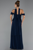 Robe de Soirée Grande Taille Longue Mousseline Bleu Marine ABU6535