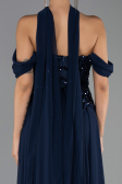 Robe de Soirée Grande Taille Longue Mousseline Bleu Marine ABU6535