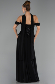 Robe de Soirée Grande Taille Longue Mousseline Noir ABU6535