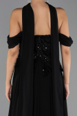 Robe de Soirée Grande Taille Longue Mousseline Noir ABU6535