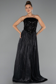 Robe de Soirée Longue Mousseline Noir ABU6533