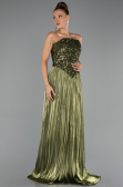 Robe de Soirée Longue Mousseline Vert Huile ABU6533