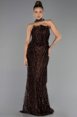 Robe de Soirée Longue Squameuse Brun ABU6534