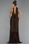 Robe de Soirée Longue Squameuse Brun ABU6534