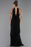 Robe de Soirée Longue Squameuse Noir ABU6534