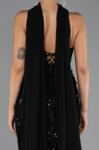 Robe de Soirée Longue Squameuse Noir ABU6534