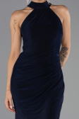 Robe de Soirée Grande Taille Longue Bleu Marine ABU6539