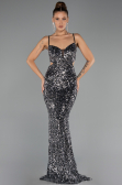 Robe de Soirée Longue Noir-Argent ABU5980