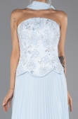 Robe de Soirée Longue Mousseline Bleu clair ABU6436