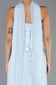 Robe de Soirée Longue Mousseline Bleu clair ABU6436