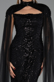 Robe de Soirée Longue Perlé Noir ABU6544