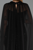 Robe de Soirée Grande Taille Longue Perlé Noir ABU6545
