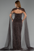 Robe de Soirée Longue Perlé Brun ABU5483