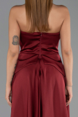 Robe de Soirée Longue Dantelle Rouge Bordeaux ABU5615