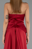 Robe de Soirée Longue Dantelle Rouge ABU5615